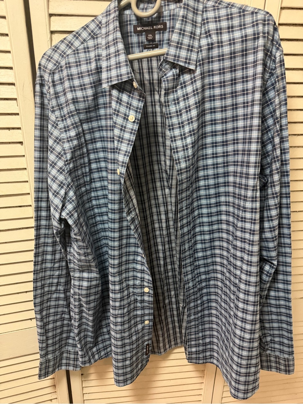 Michael Kors Light and Navy Blue Plaid Button-Down Shirt